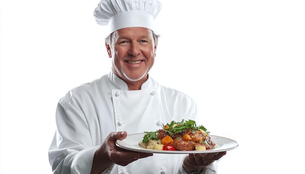 Kucharz trzymający talerz